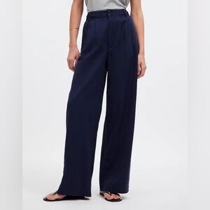 Madewell High-Rise Wide-Leg Navy Trousers